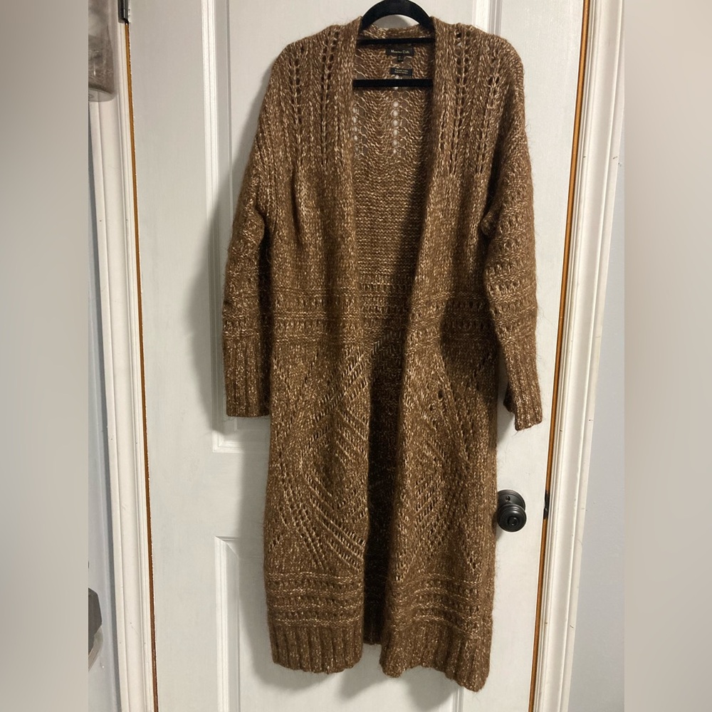 Alpaca brown lacey long cardigan